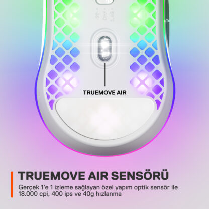 SteelSeries Aerox 3 2022 Snow RGB Kablosuz Gaming Mouse - Görsel 5
