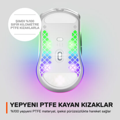 SteelSeries Aerox 3 2022 Snow RGB Kablosuz Gaming Mouse - Görsel 4